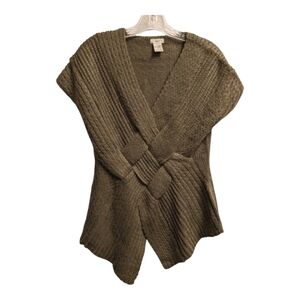 Escio Anthropologie v neck sweater sleeveless brown bohemian chunky weave